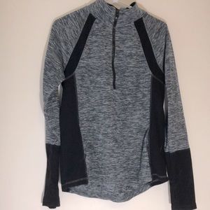 Black and grey fleece quarter-zip